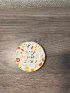Floral Charming Charlie  'Choose to Be Grateful' Decorative 4” Ceramic Dish